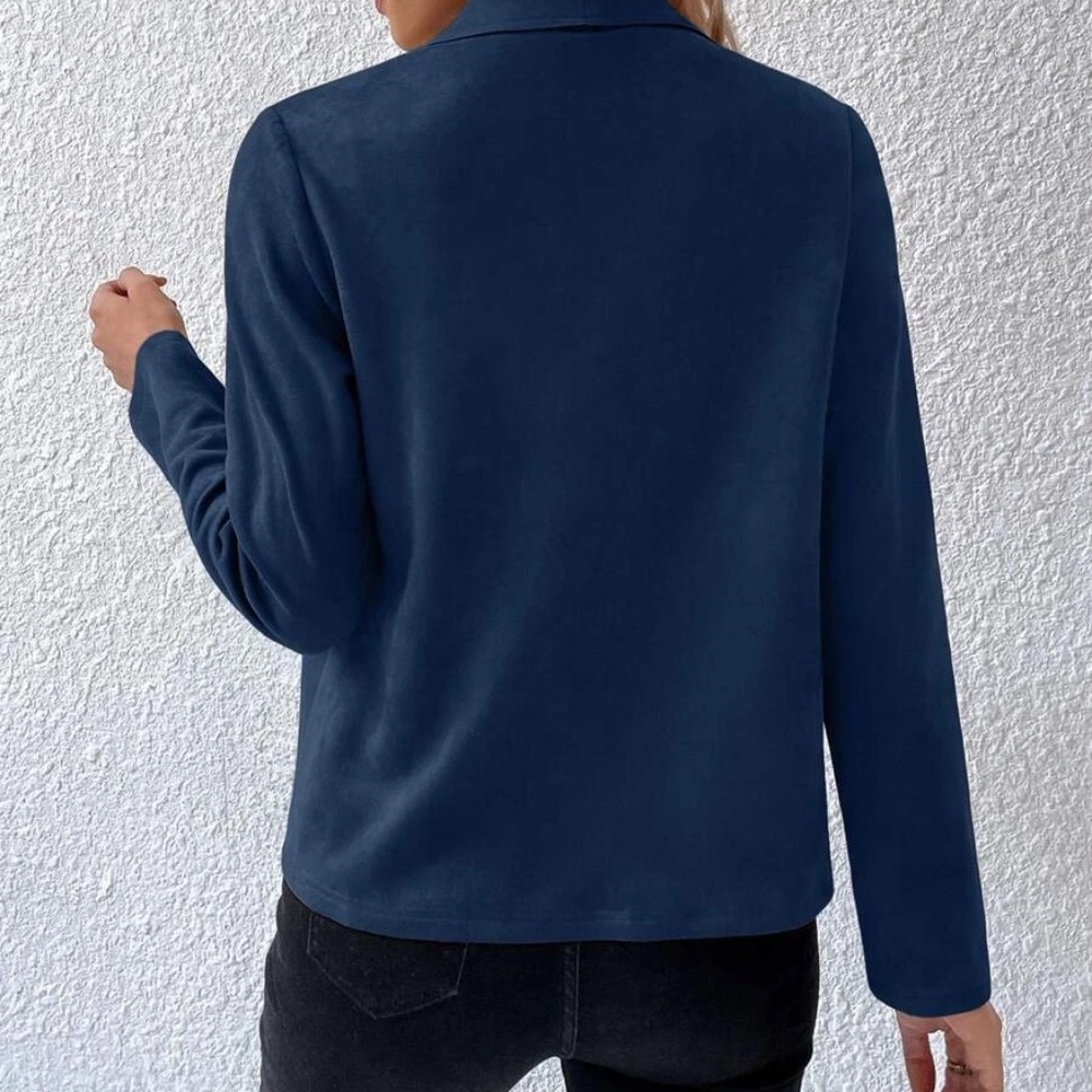 Luxe Vegan Suede Open Front Jacket - Picture 4 of 11